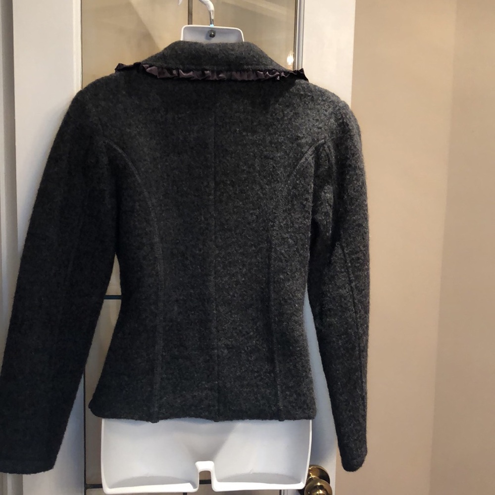 Grey Wool-Blend Ruffled Jacket - Picture 2 of 5